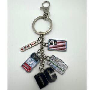 Washington DC bag charm or key chain charms, White House, USA silver tone 5” NWT